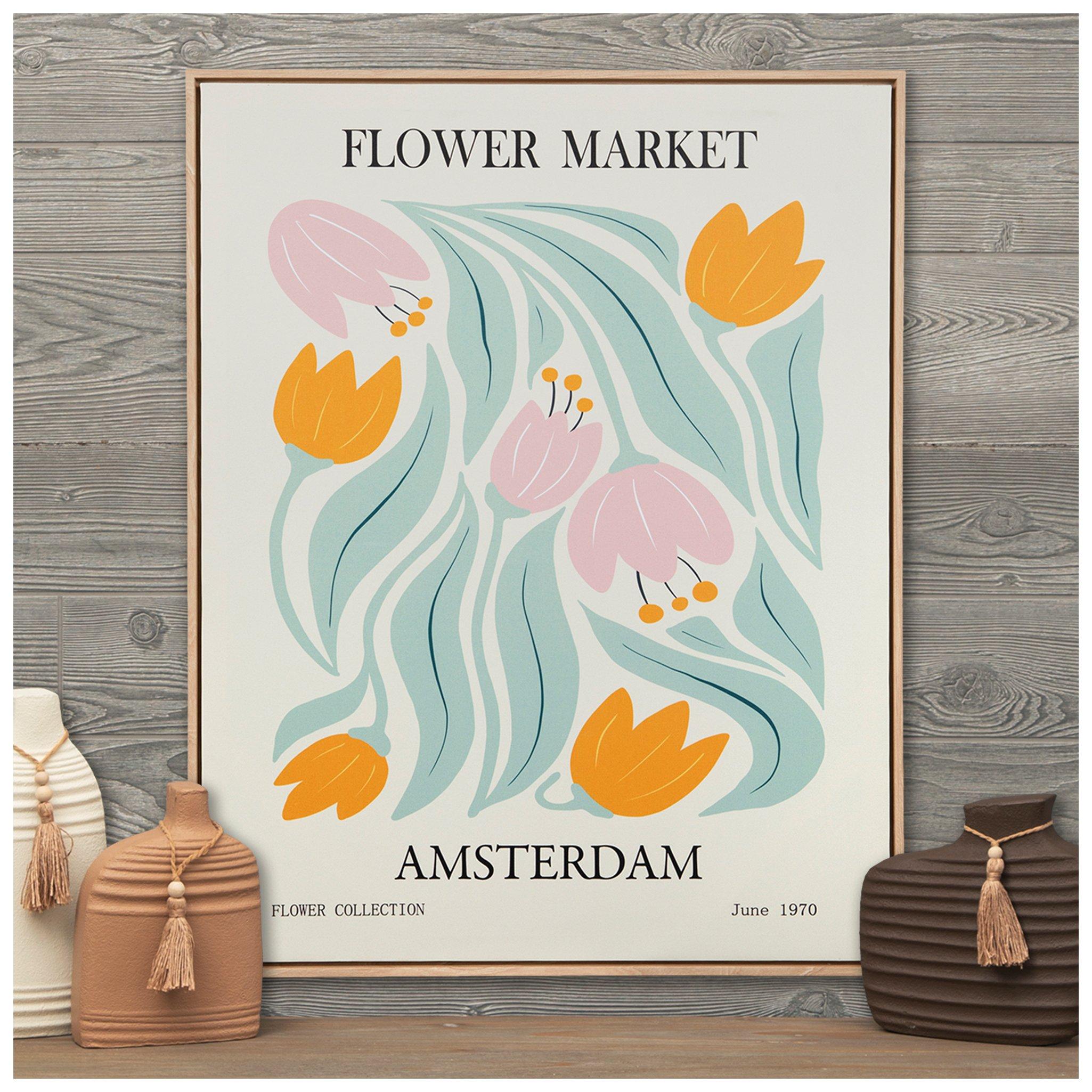 Flower Market Framed Canvas Wall Decor
