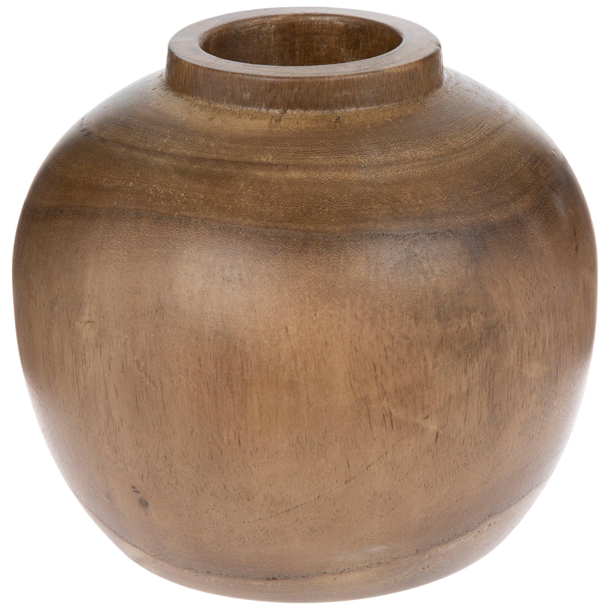 Round Paulownia Wood Vase view 1