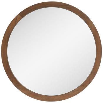 Round Wood Wall Mirror