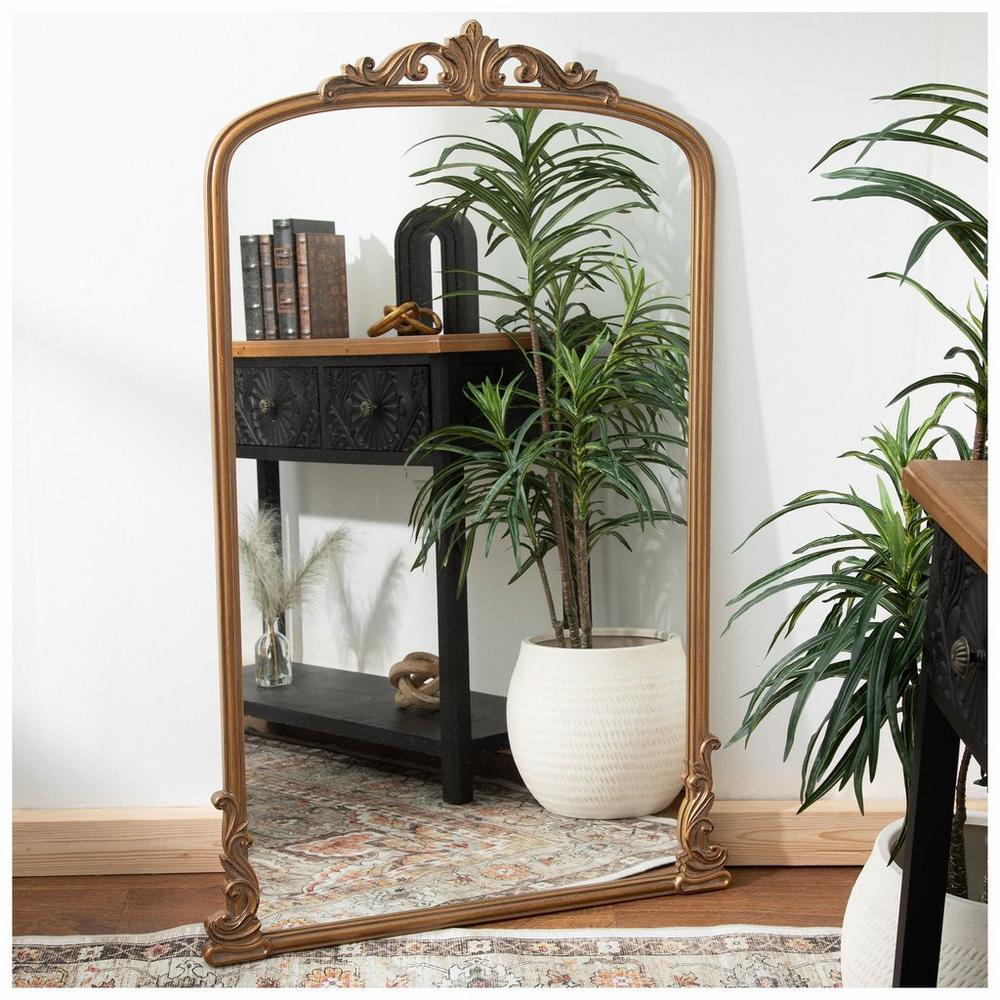 Antique Gold Baroque Arch Wood Wall Mirror