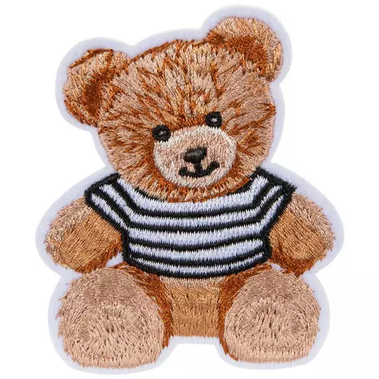 Bear in Striped Tee Iron on Patch Bear in Striped Tee Iron on Patch
