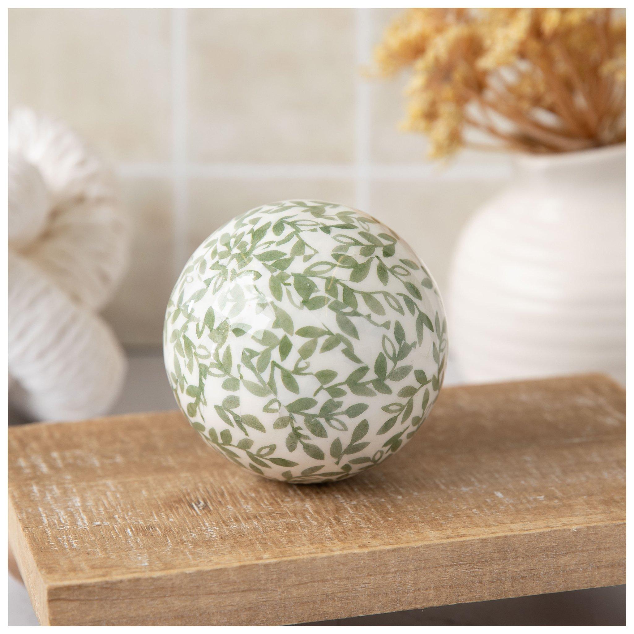 White Green Leaf Decorative Sphere