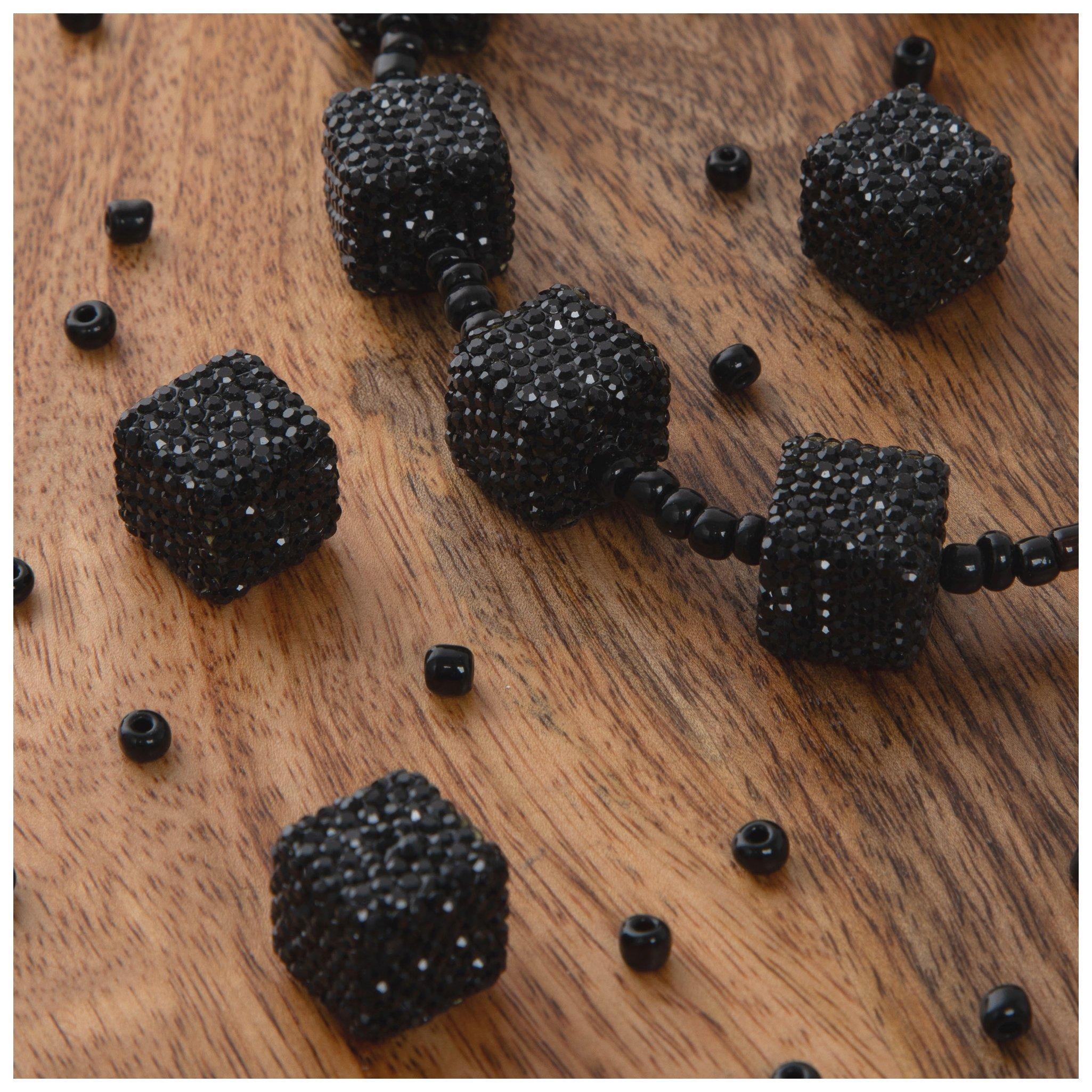 Black Rhinestone Cube Dyed Bead Strand | Hobby Lobby | 2450948
