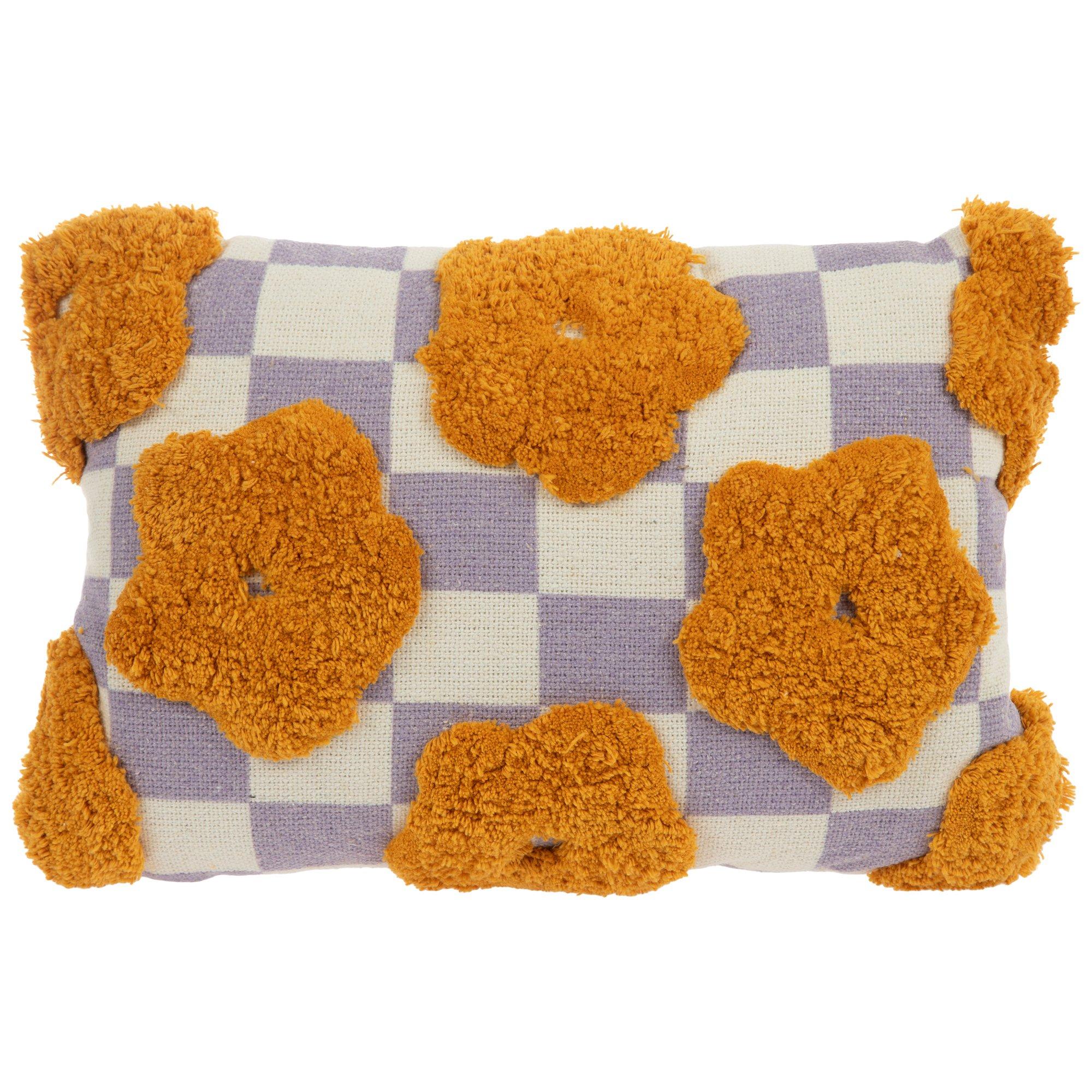 Fuzzy Daisy Checkered Throw Pillow Hobby Lobby 2452597