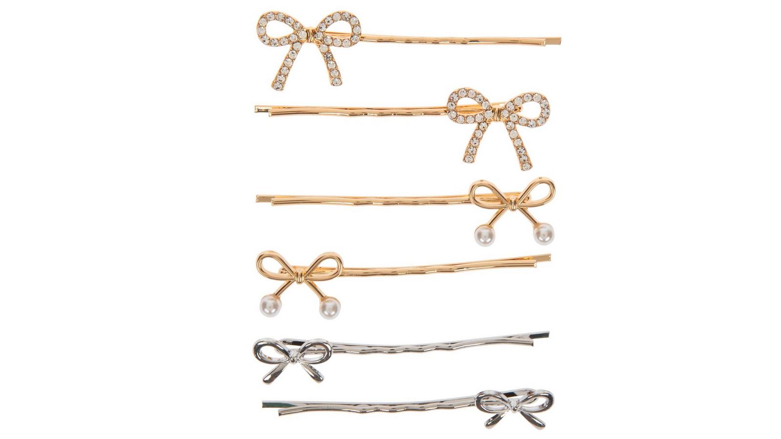 NWOT Rhinestone Bow Gold Barrette Hair Clip Hair Pin Accessory 2 PCS Gold Sequins Large Bow Alligator Hair Clips - Women  main image 3