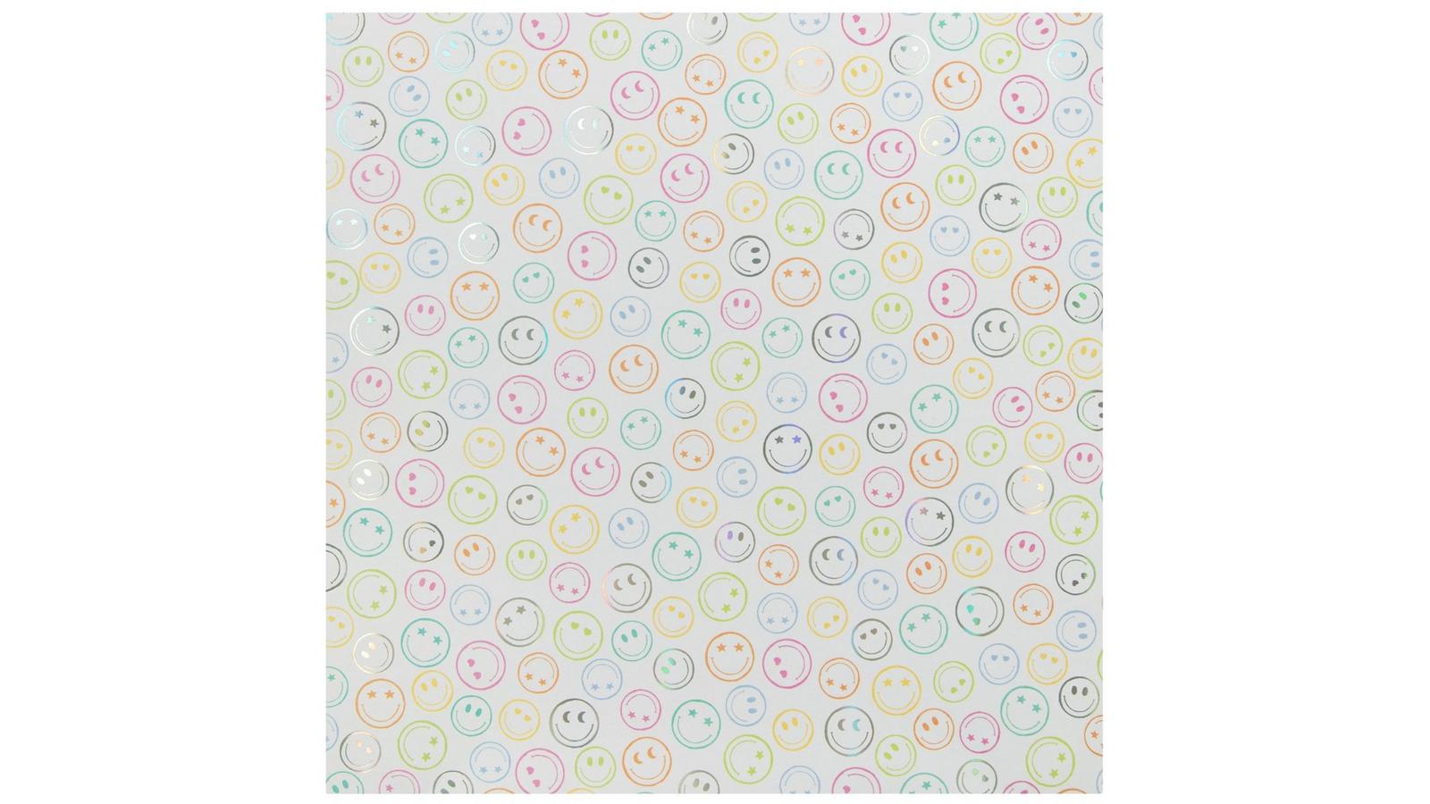 Holographic Smiley Face Foil Scrapbook Paper - 12