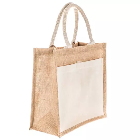 Jute Tote Bag With Canvas Pocket | Hobby Lobby | 246801