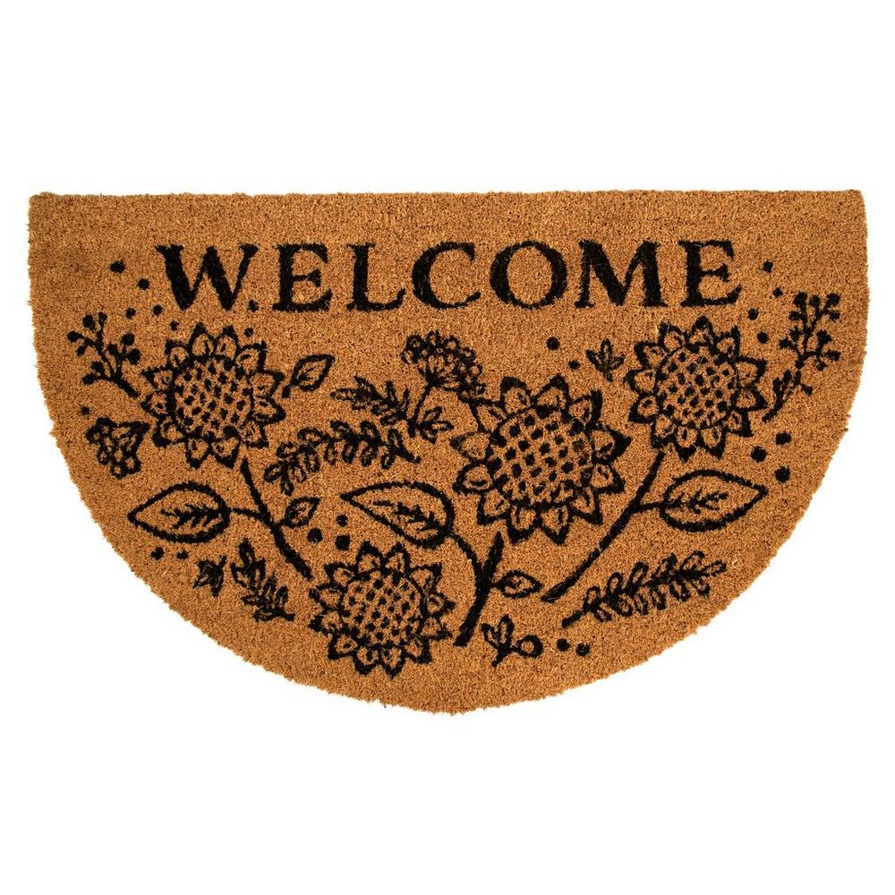 Welcome Sunflower Half Moon Coir Doormat