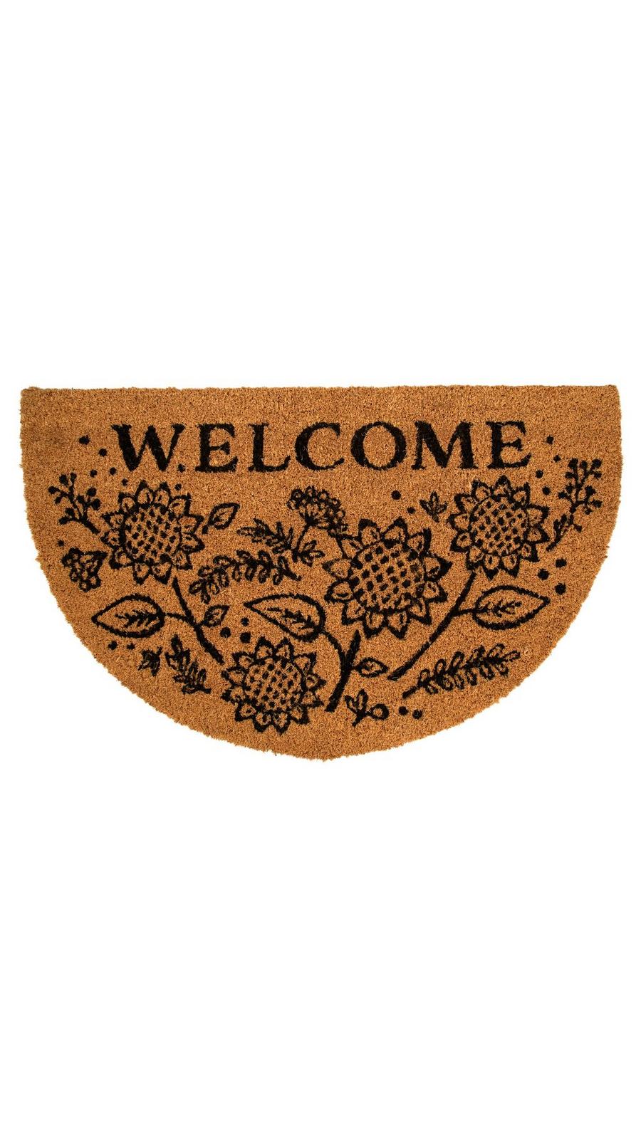 Welcome Sunflower Half Moon Coir Doormat | Hobby Lobby | 2472264