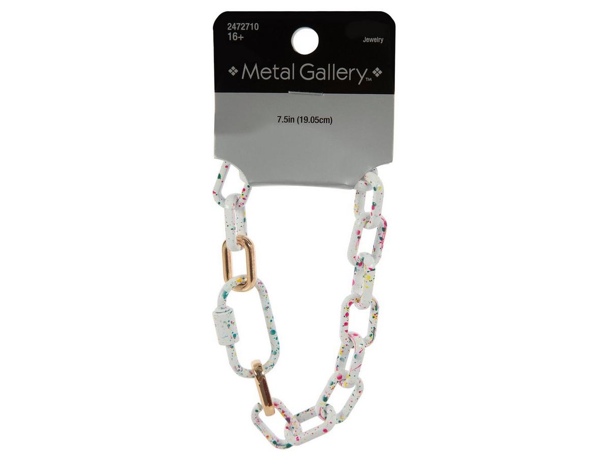 White Splatter Chain Bracelet With Carabiner Clasp | Hobby
