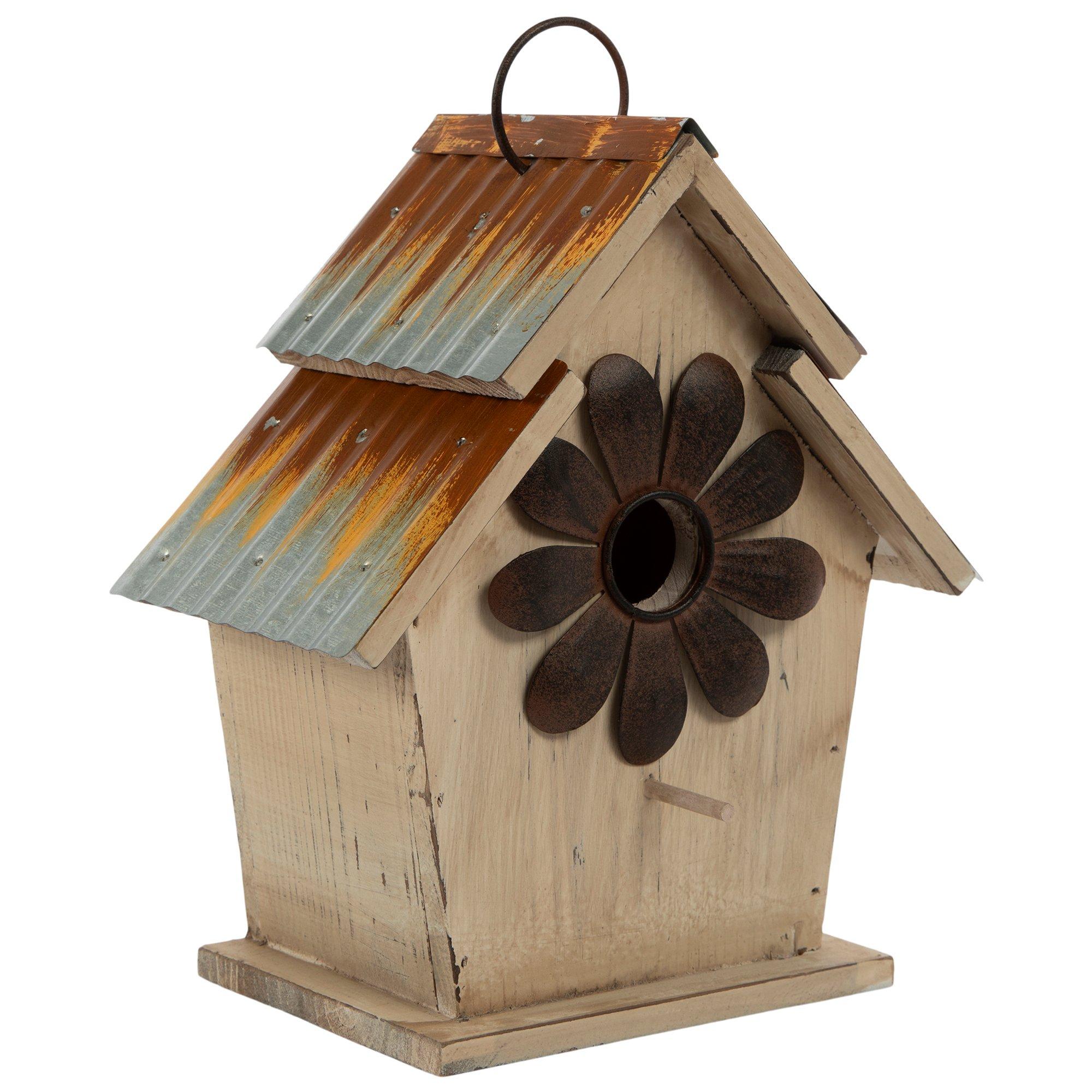 Rustic Flower Wood Birdhouse