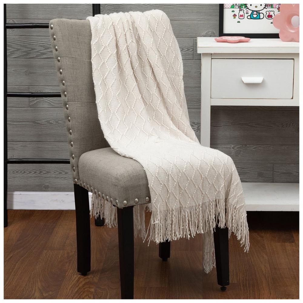 Ivory Cable Knitted Throw Blanket