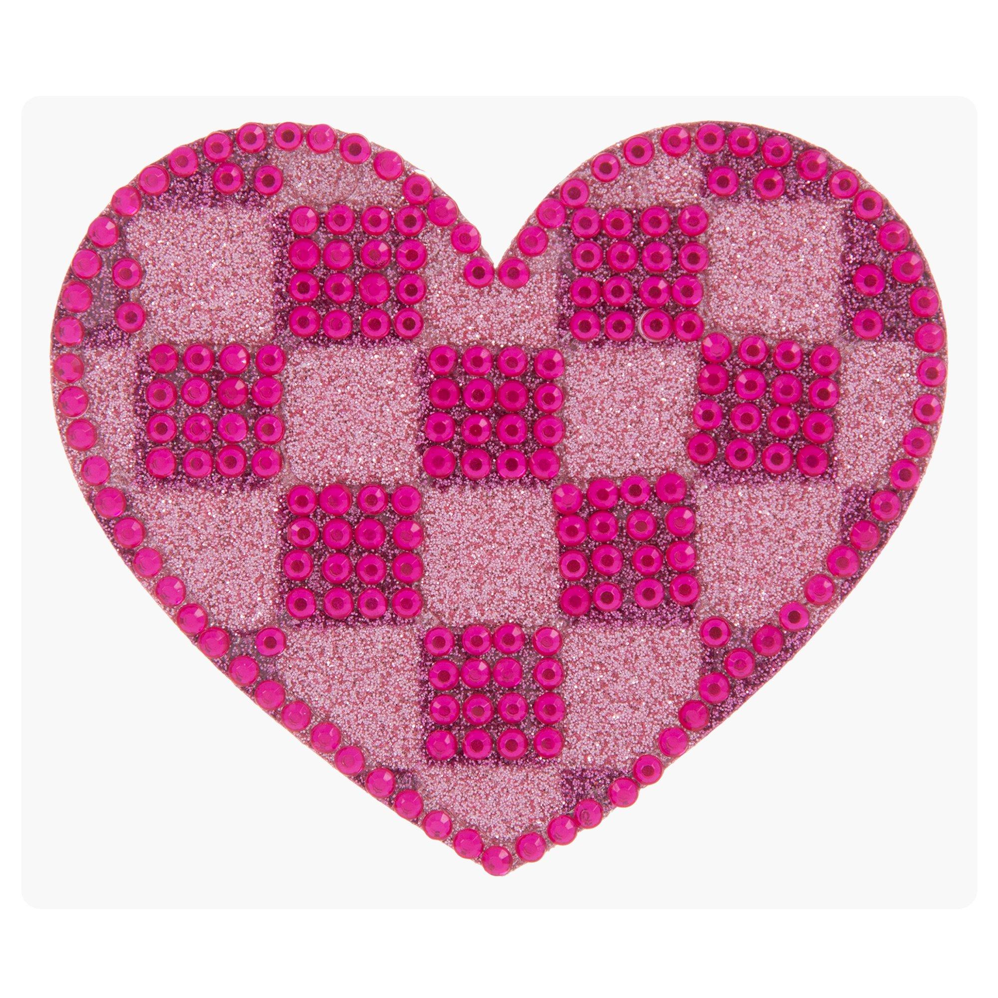 Pink Checkered Heart Rhinestone Sticker | Hobby Lobby | 2476273