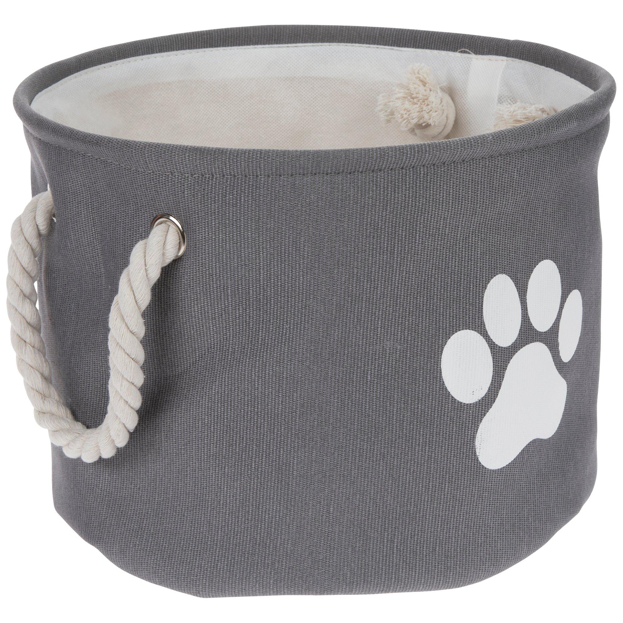 Gray Paw Print Canvas Basket