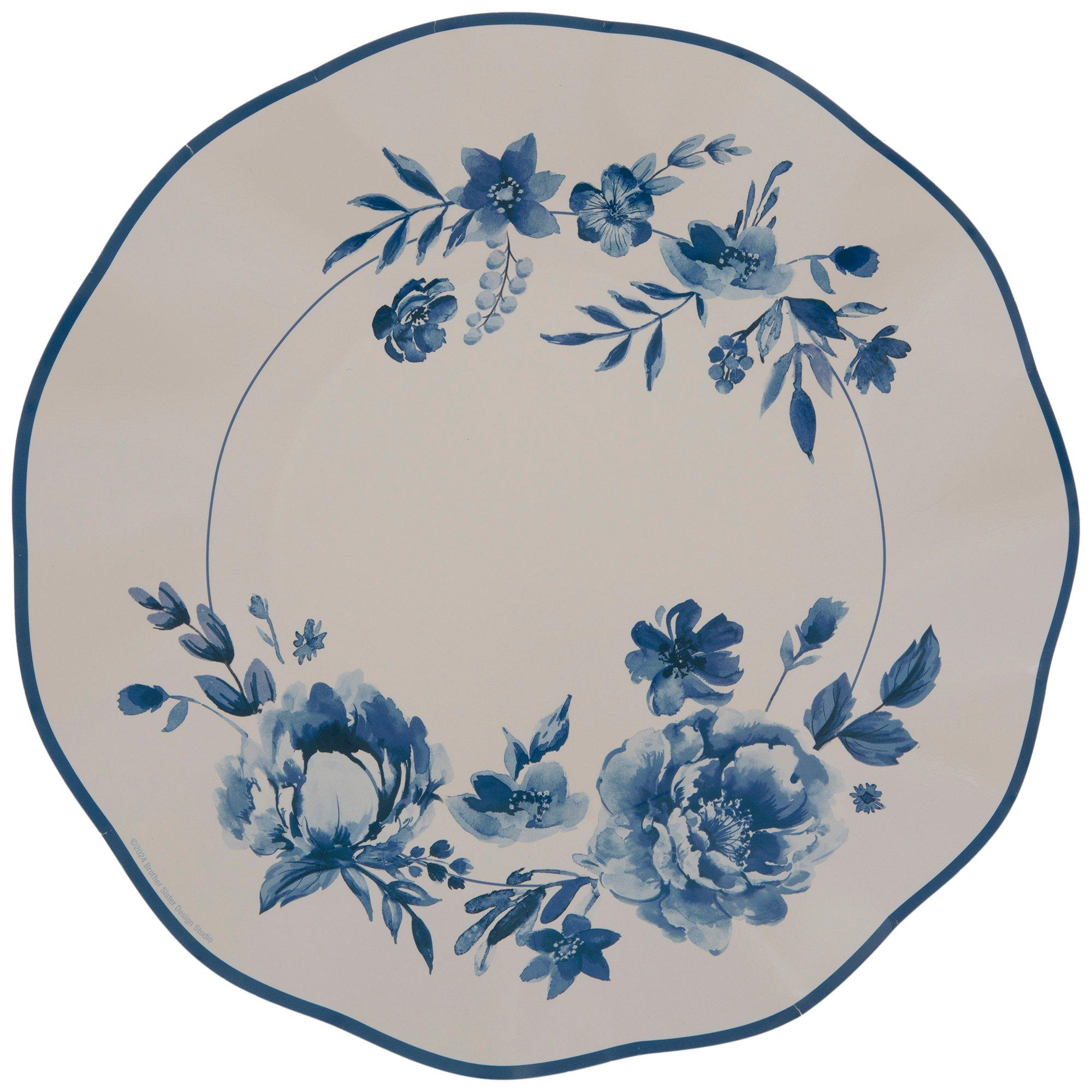 Ruffled White & Blue Floral Paper Plates - Large | Hobby Lobby | 2482396