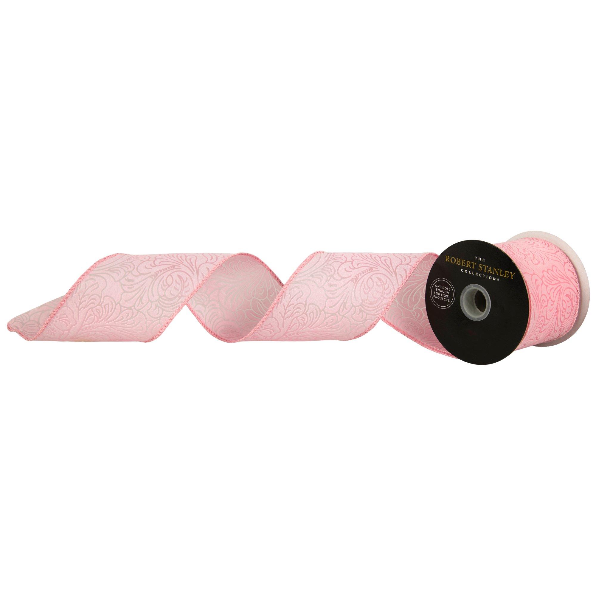 ◯● pinkyribbonページ●◯ Embossed Floral Wired Edge Ribbon - 2 1/2