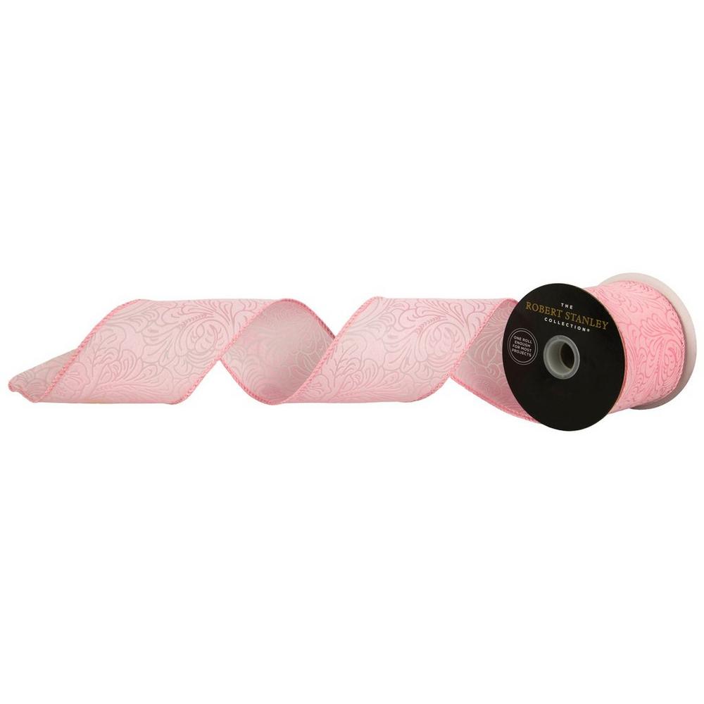 Embossed Floral Wired Edge Ribbon - 2 1/2