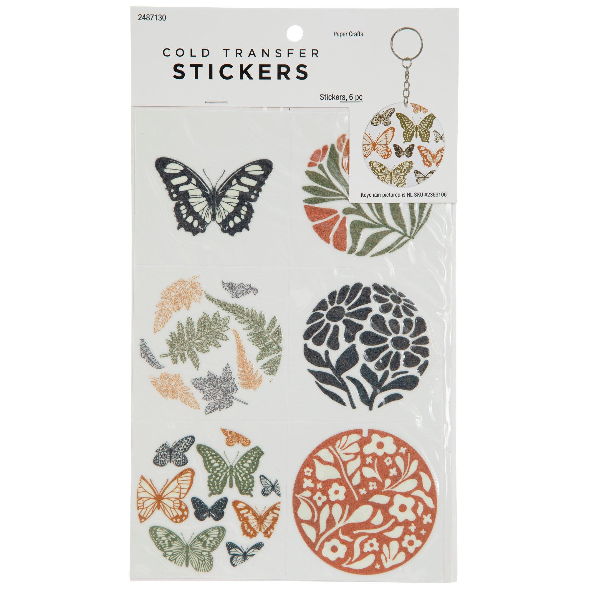 Butterfly Floral Round Keychain Cold Transfer Stickers