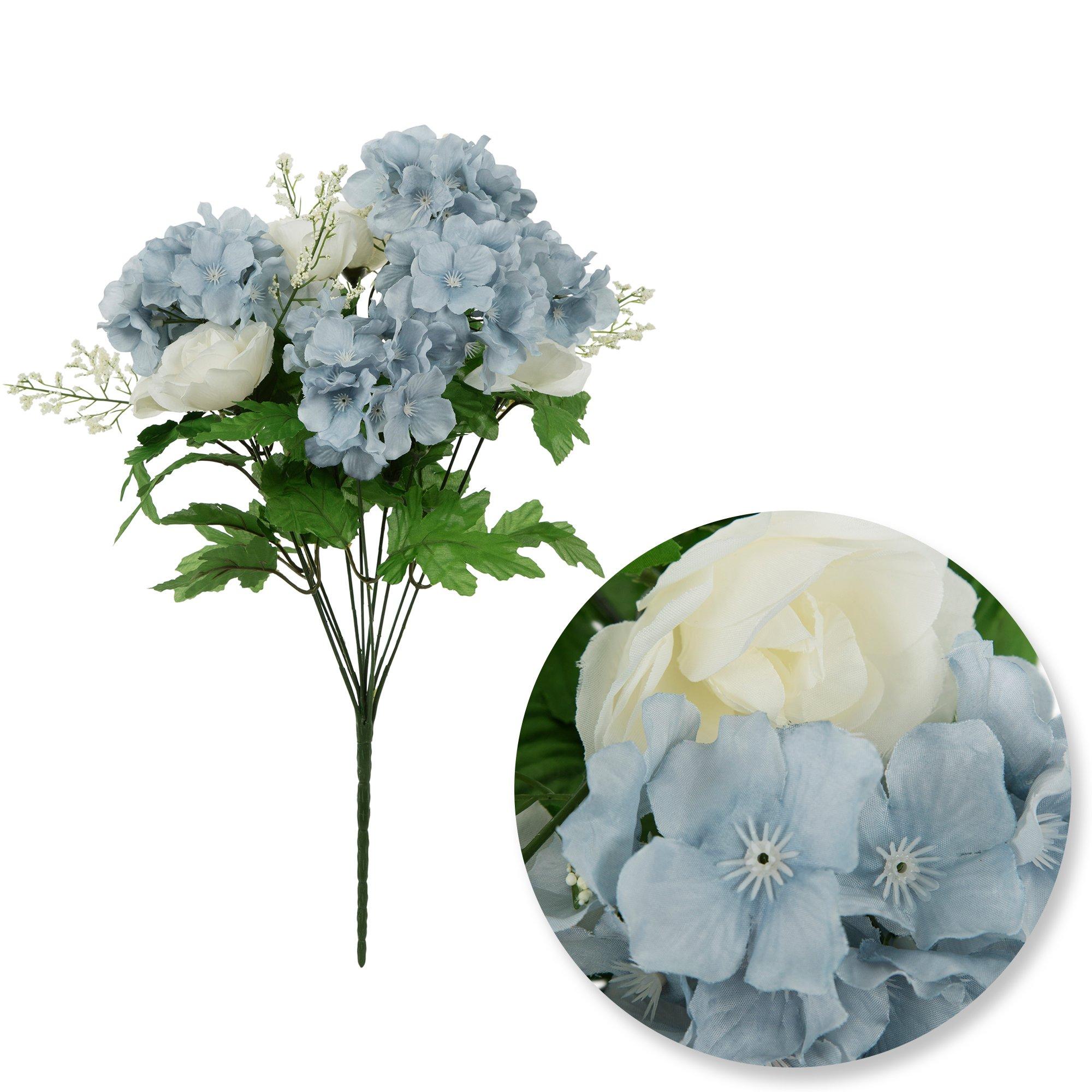 Blue Hydrangea &amp; Rose Bush