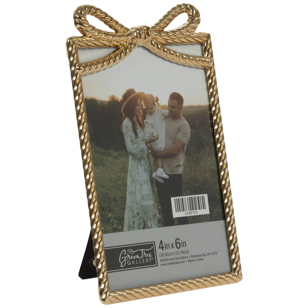 Gold Bow Metal Picture Frame - 4 x 6