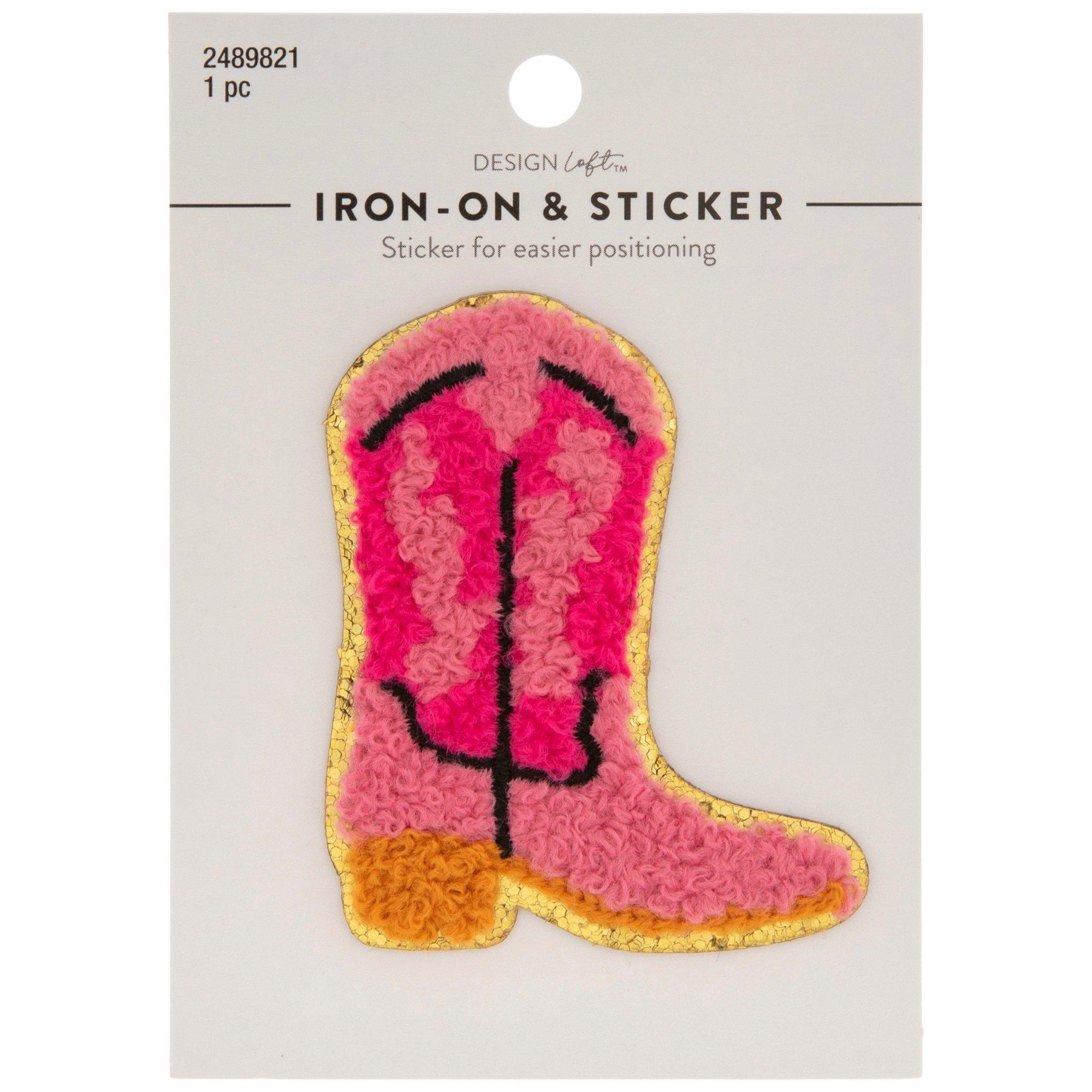 Pink Cowgirl Boot IronOn & Sticker Patch Hobby Lobby 2489821