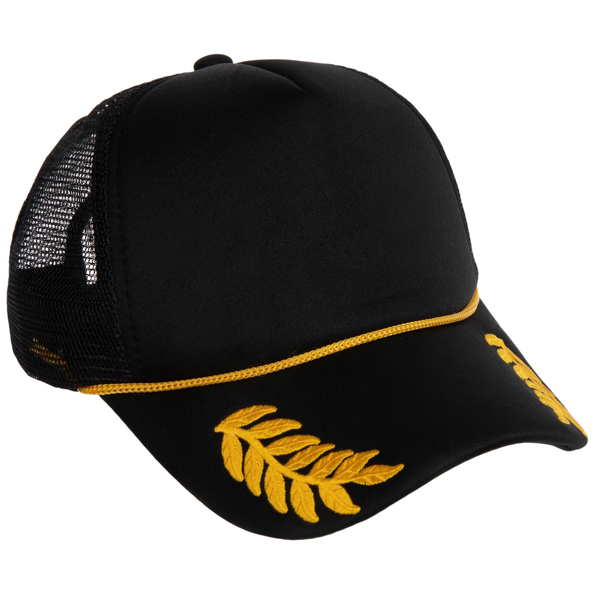 Black & Gold Leaf Embroidery Trucker Hat | Hobby Lobby | 2492262 display picture 3