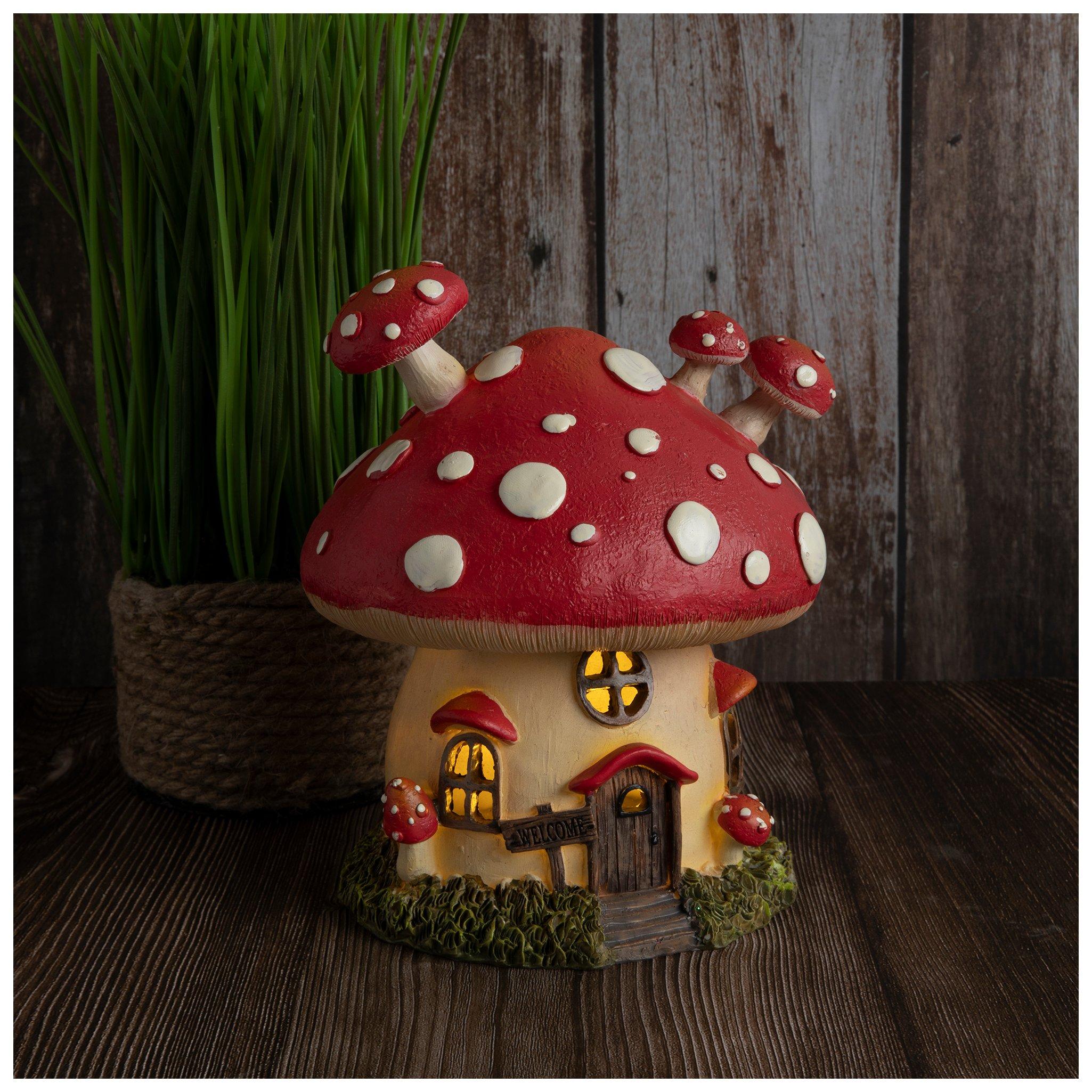 Top Collezione Miniature Fairy Garden & terrario Cute Mushroom Houses con Pick Decor, Rosso, Small