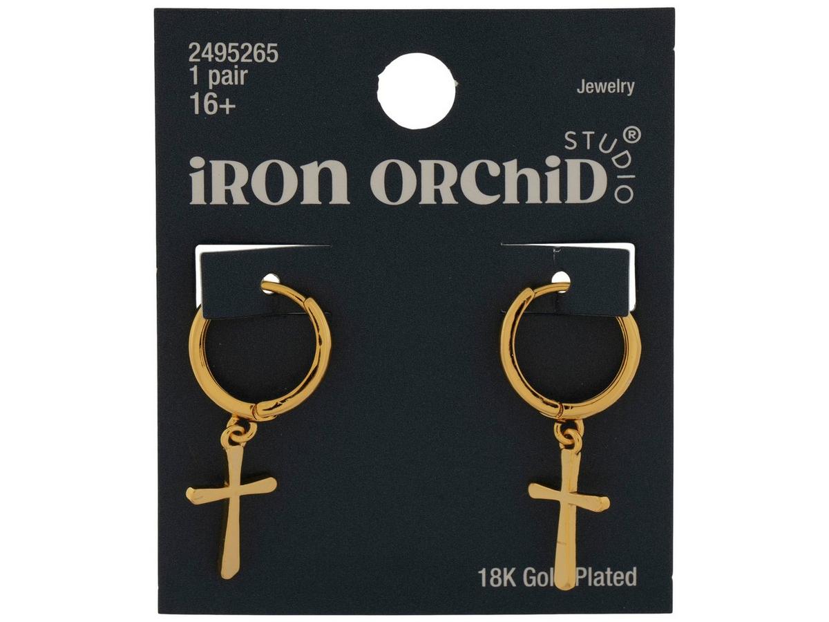 18K Gold Plated Cross Hoop Earrings | Hobby Lobby | 2495265