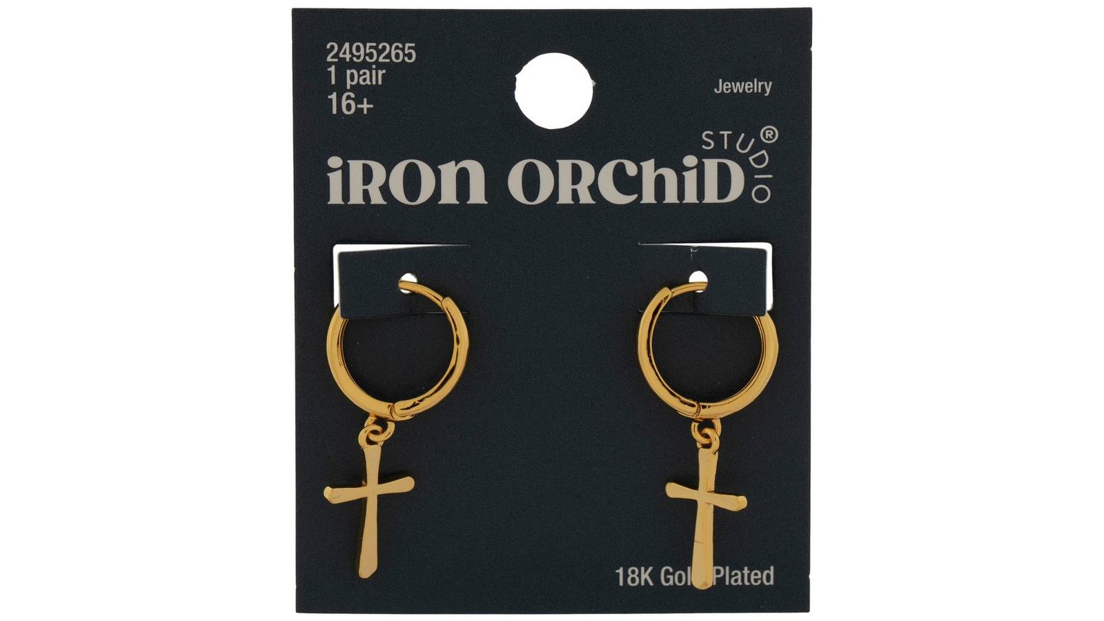 18K Gold Plated Cross Hoop Earrings | Hobby Lobby | 2495265