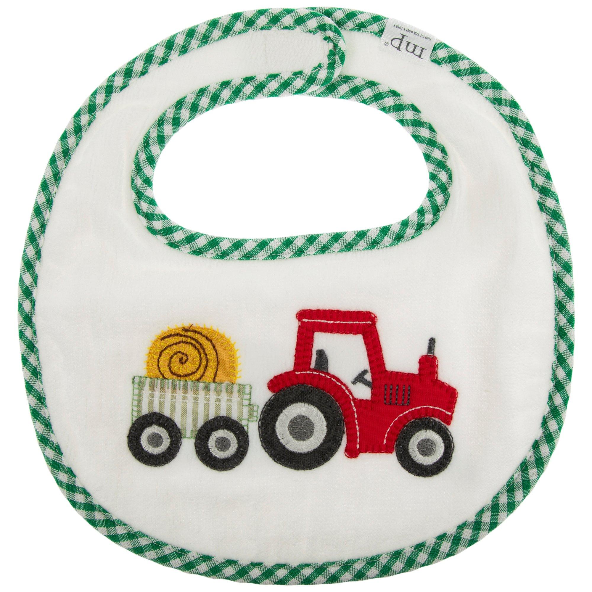 Gingham Tractor Baby Bib | Hobby Lobby | 2498475