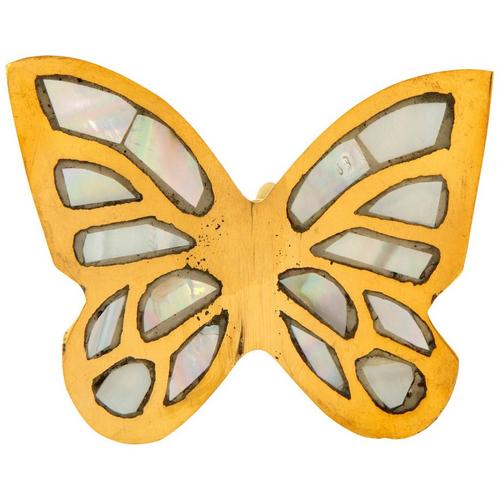 Mother Of Pearl Butterfly Metal Knob
