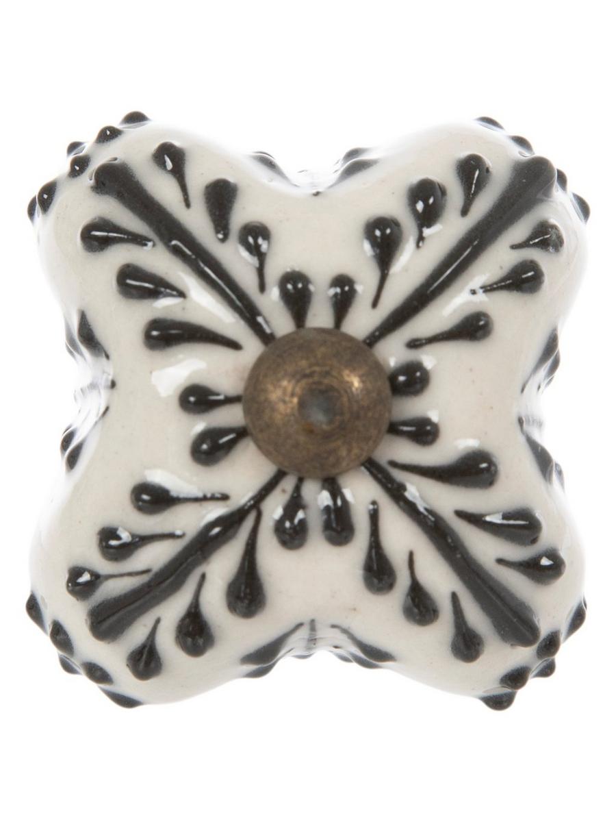 Black & Ivory Floral Burst Knob | Hobby Lobby | 2500981
