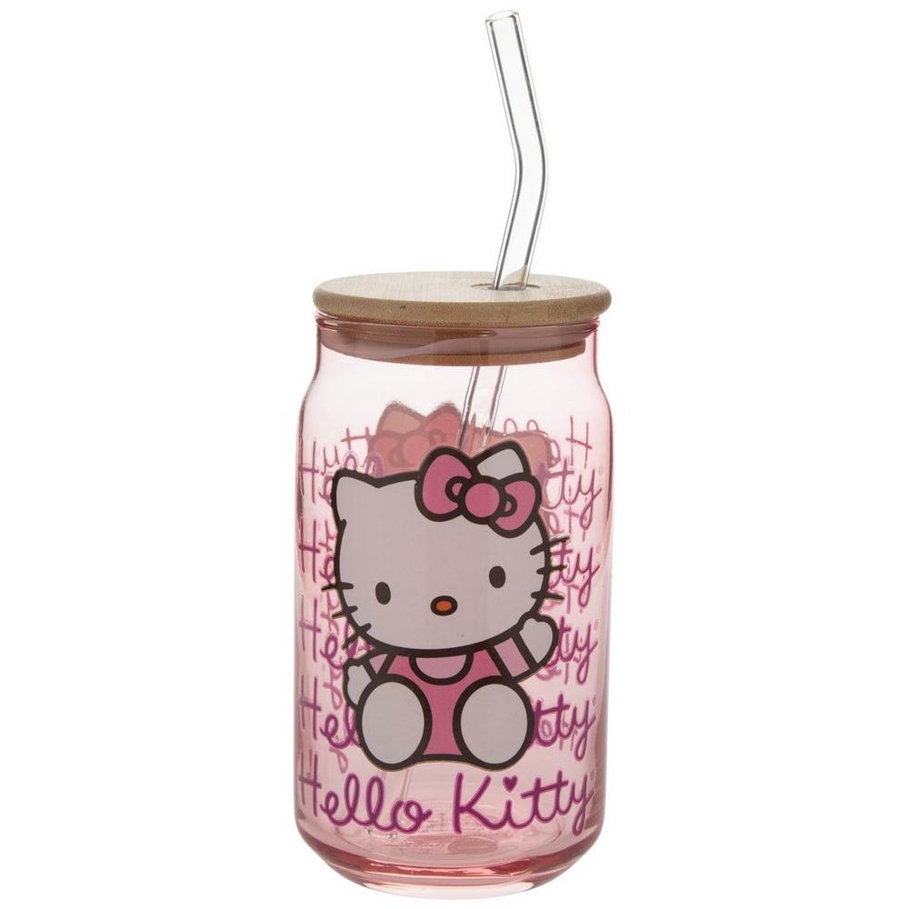 Hello Kitty Glass Cup With Lid