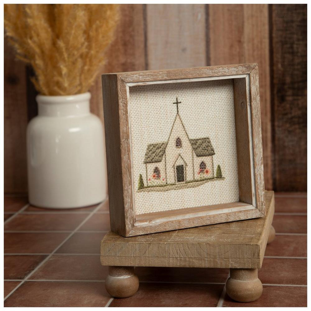 Cross Stitch Church Wood Decor