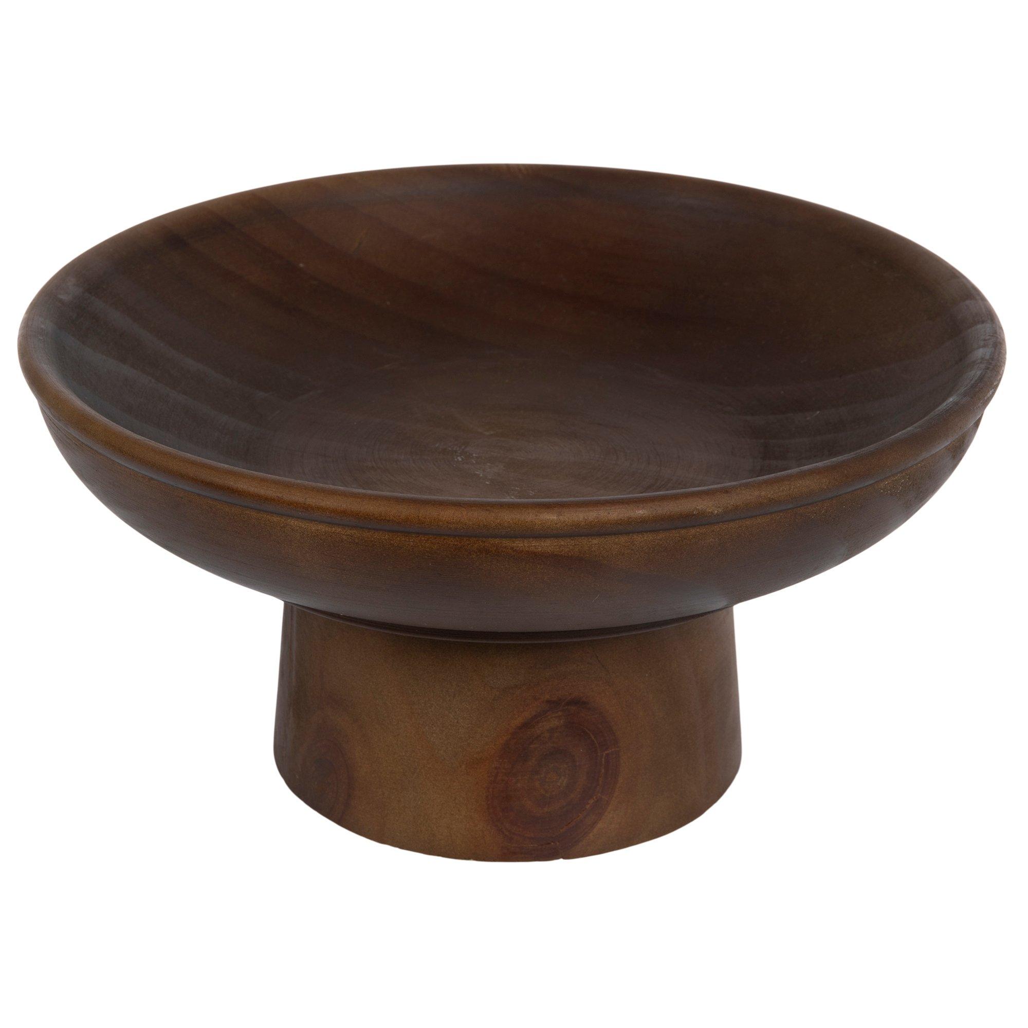 Brown Wood Pedestal Bowl view 1