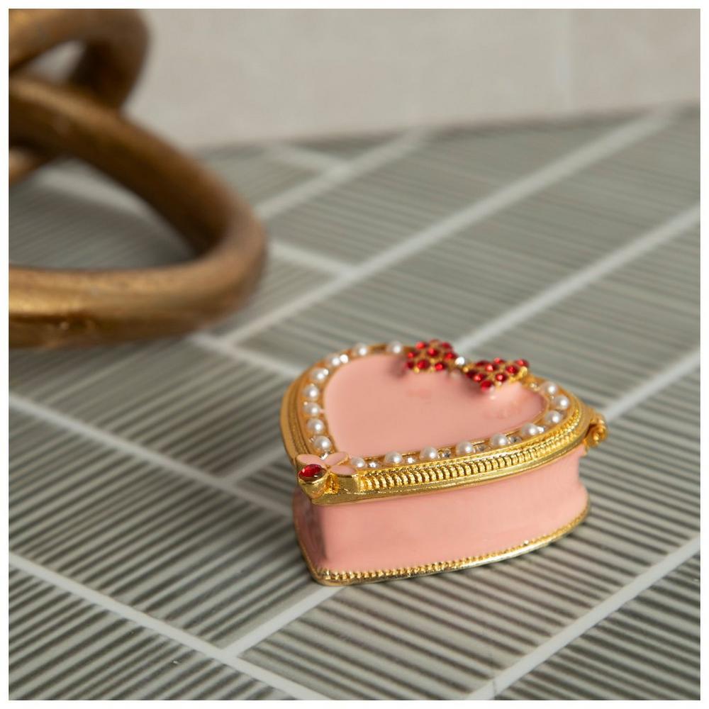 Pink Imitation Pearl & Rhinestone Heart Jewelry Box | Hobby Lobby