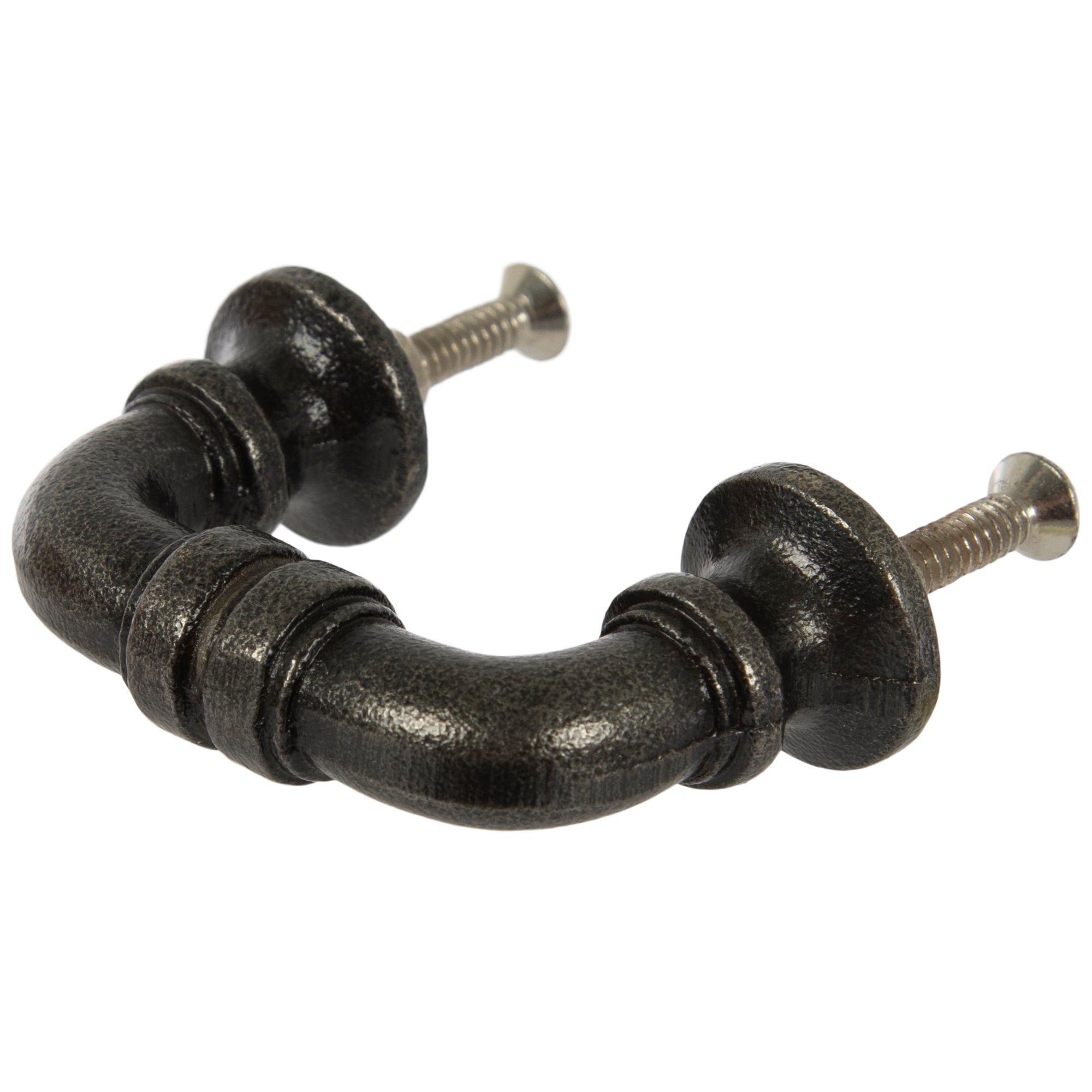 Antique Silver Burnished Pipe Metal Pull