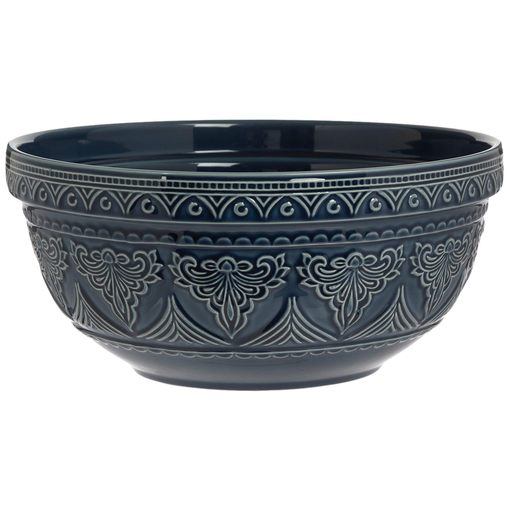 Embossed Mixing Bowl blue color, large size view 1