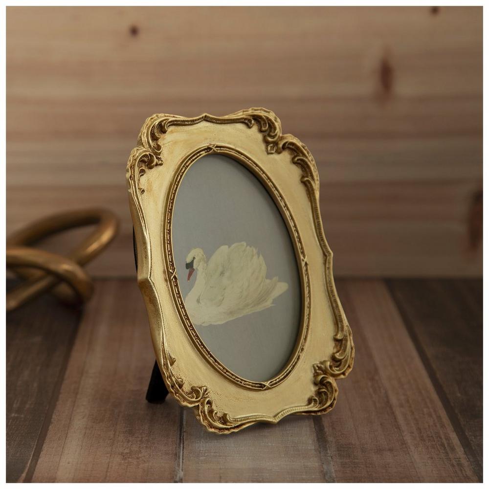 Gold Wood Frame With Swan Art