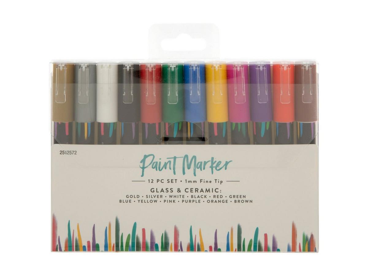 Glass Ceramic Fine-Tip Paint Markers 12 Piece Set Hobby