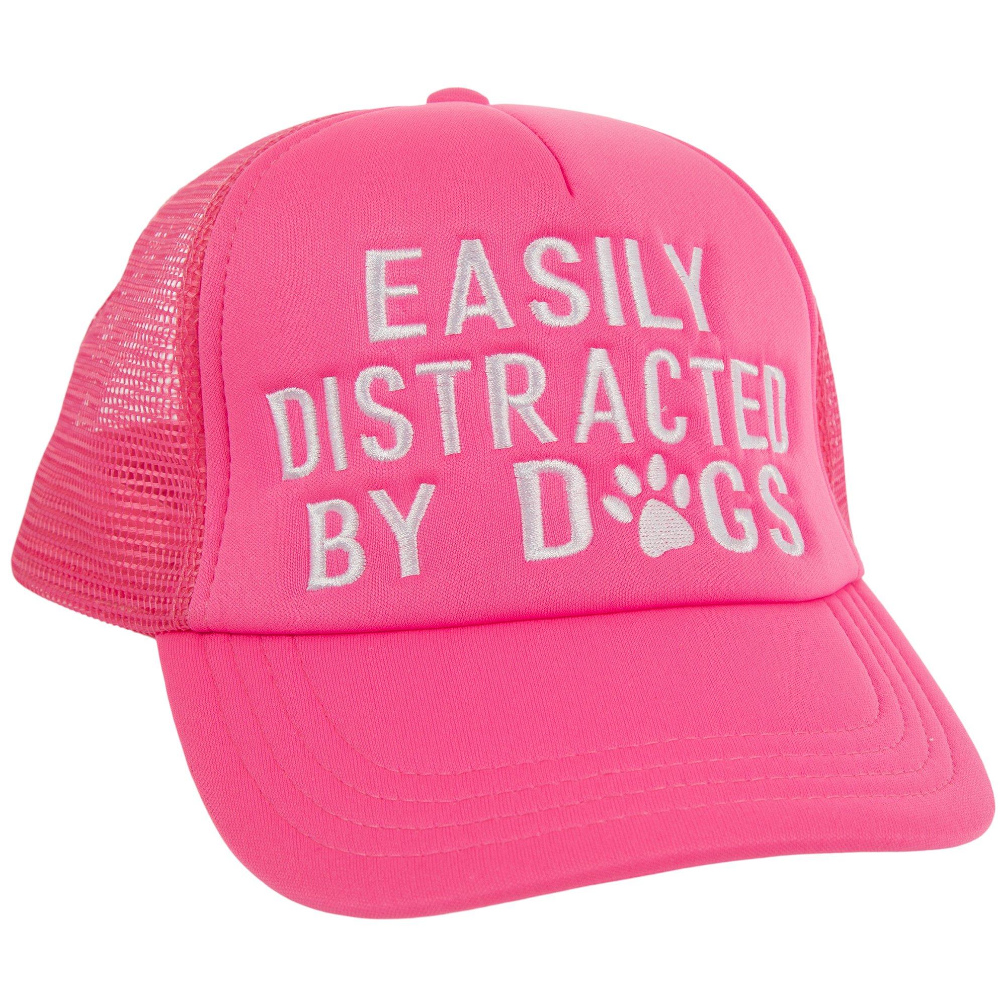 Easily Distracted By Dogs Funny Baseball Cap - Adjustable Washed Cotton Trucker Hat For Dog Lovers