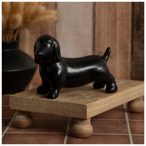 Black Ceramic Dog Figurine