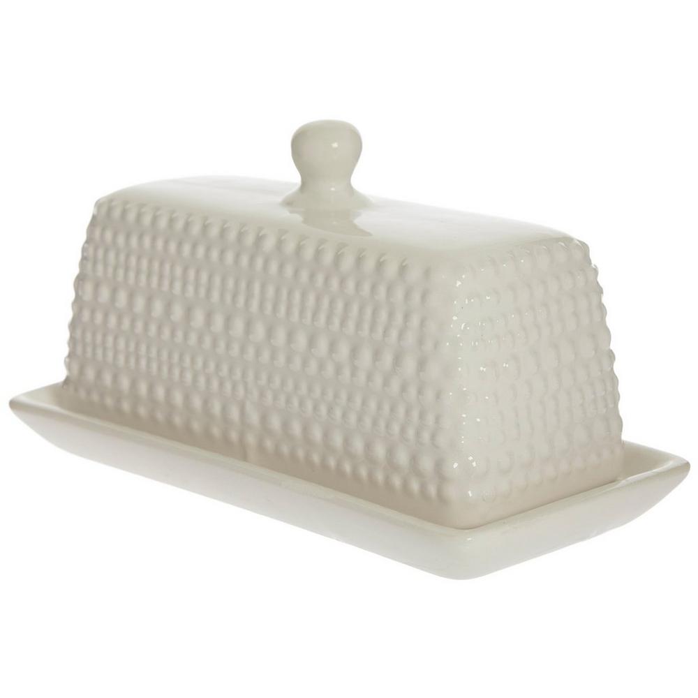 White Hobnail Butter Dish