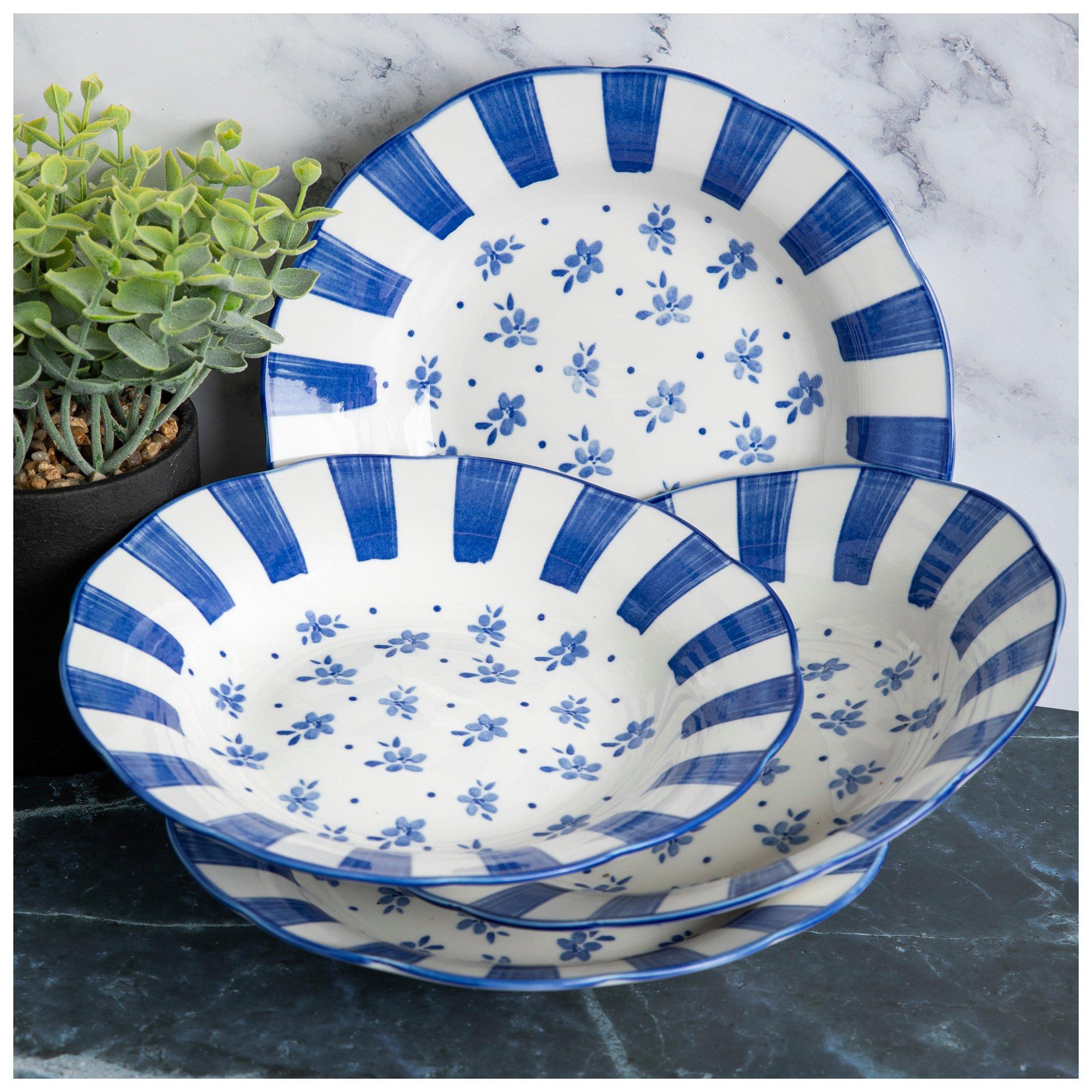 Blue Floral & Striped Soup Bowls | Hobby Lobby | 2514198