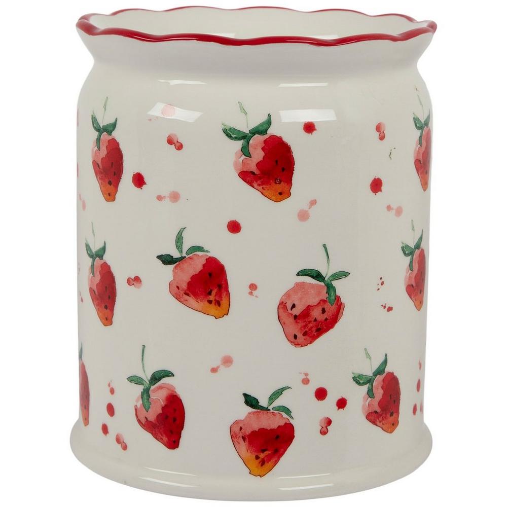 Scattered Strawberries Ceramic Crock