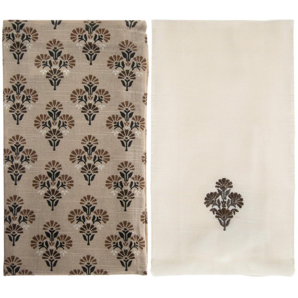 Brown Floral Cloth Napkins