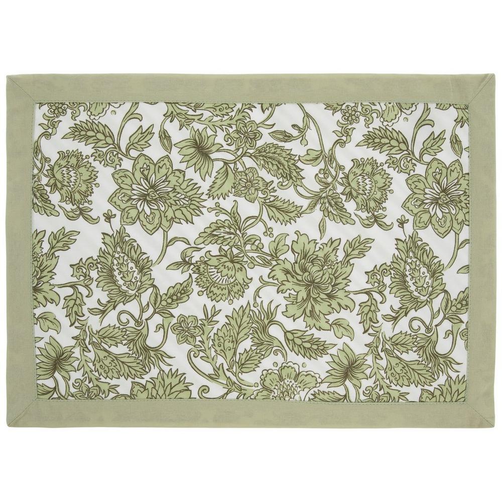 Green Floral Striped Reversible Placemat