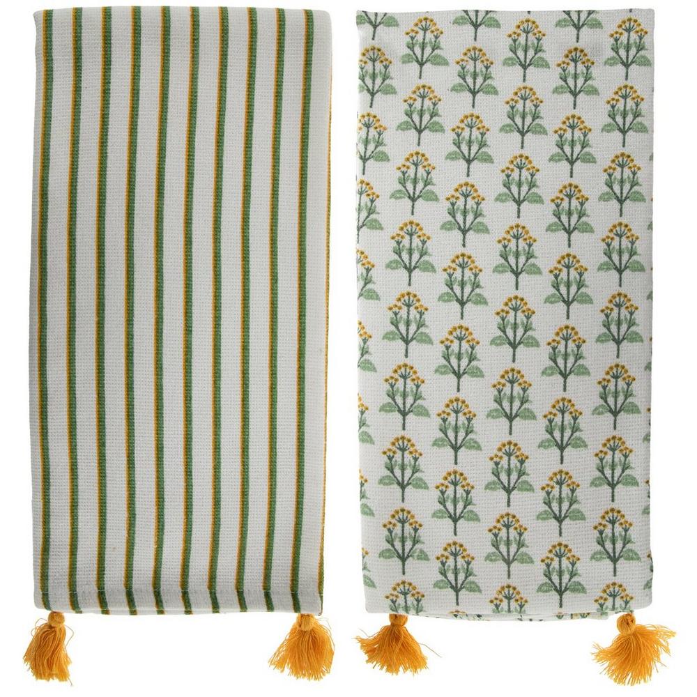 Floral Striped Kitchen Towels