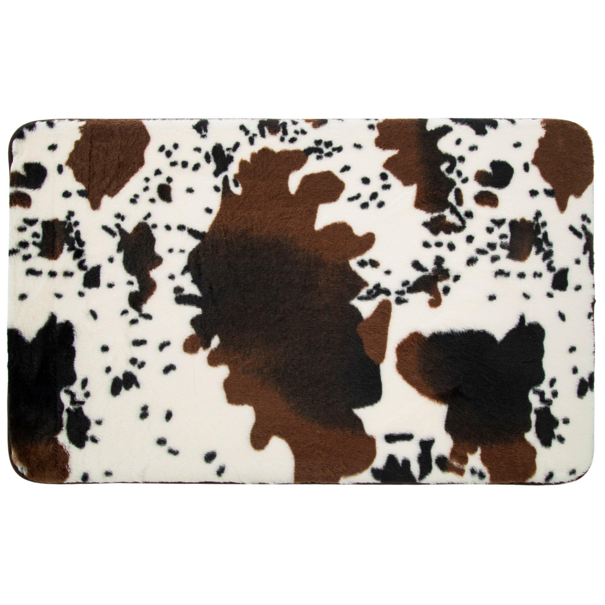 Black &amp; Brown Cow Print Bath Mat