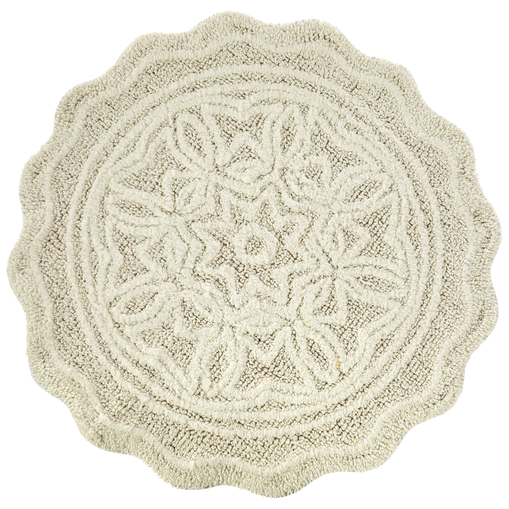 White Floral Bath Rug
